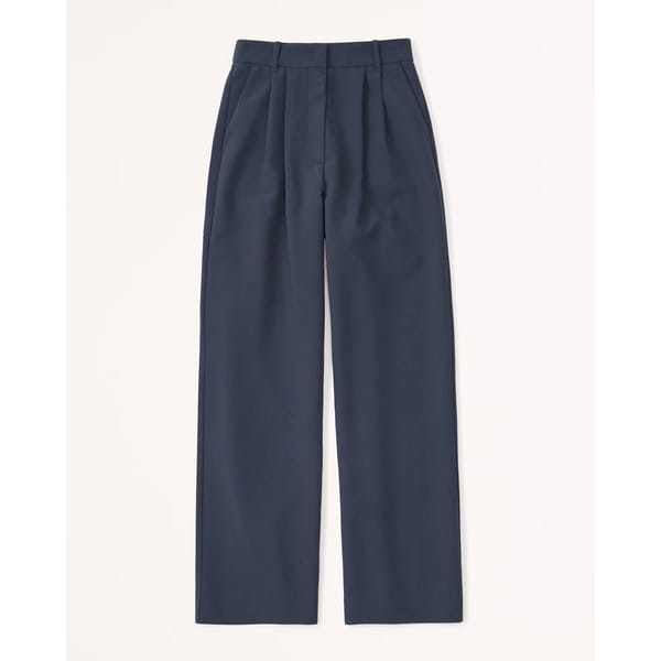 navy ABERCROMBIE & FITCH A&F Sloane Tailored Wide Leg Pant