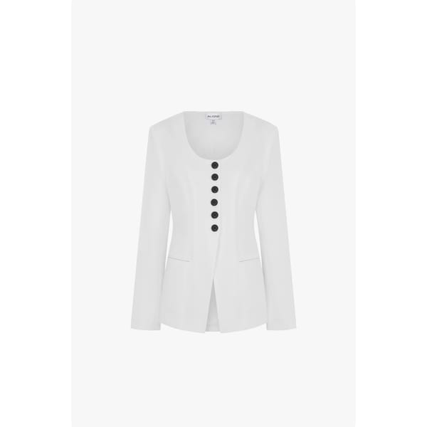 ALIGNE Daphne Scoop Neck Linen Blazer in white
