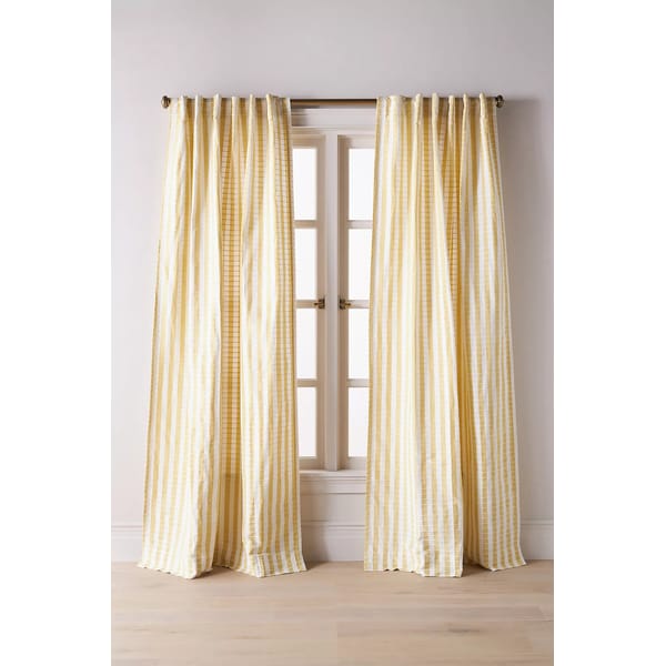 anthro Costanza Woven Stripe Cotton Curtain