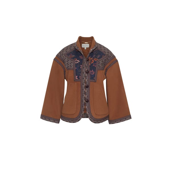 brown suede jacket with embroidery