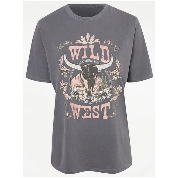Charcoal Washed Bull Wild West T-Shirt