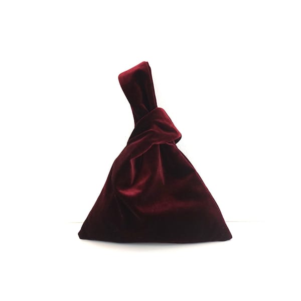 ETSY Burgundy, wine, velvet, evening, japanese knot wrist bag