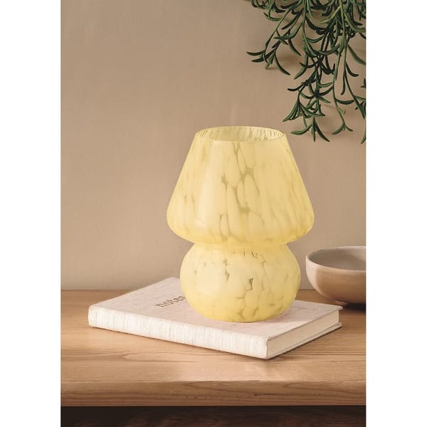 GEORGE Yellow Glass Mushroom Portable Battery Lamp BE