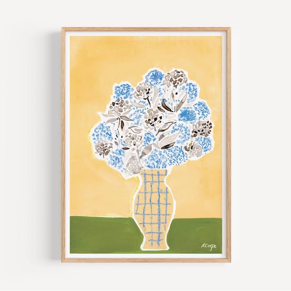 GLASS Rosanna Corfe A3 - Hydrangea Vase Print