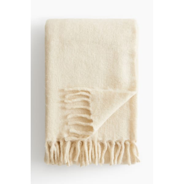 Wool-blend blanket pale yellow