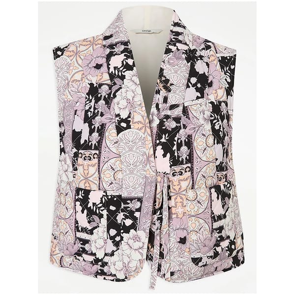 Lilac Floral Patchwork Quilted Waistcoat
