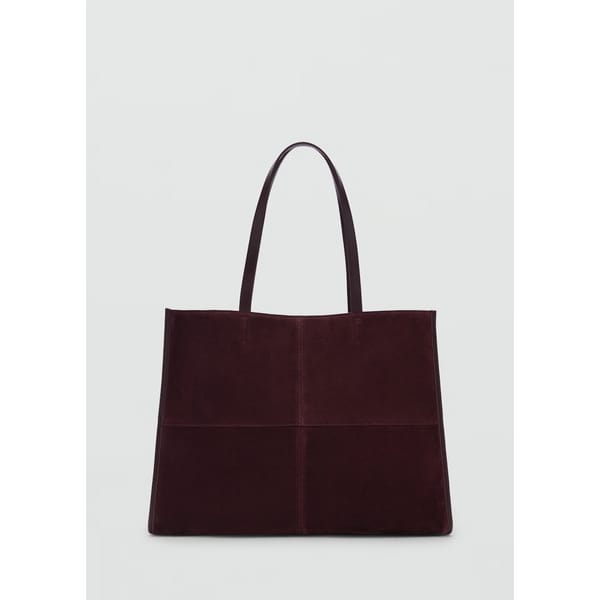 brown leather shopper bag with stitching