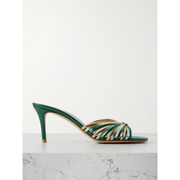 NAP GIANVITO ROSSI 70 logo-embellished metallic leather mules