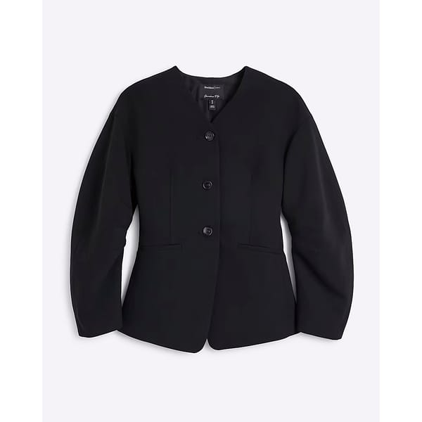 RIVER ISLAND Black Puffed Sleeve Tailored Blazer