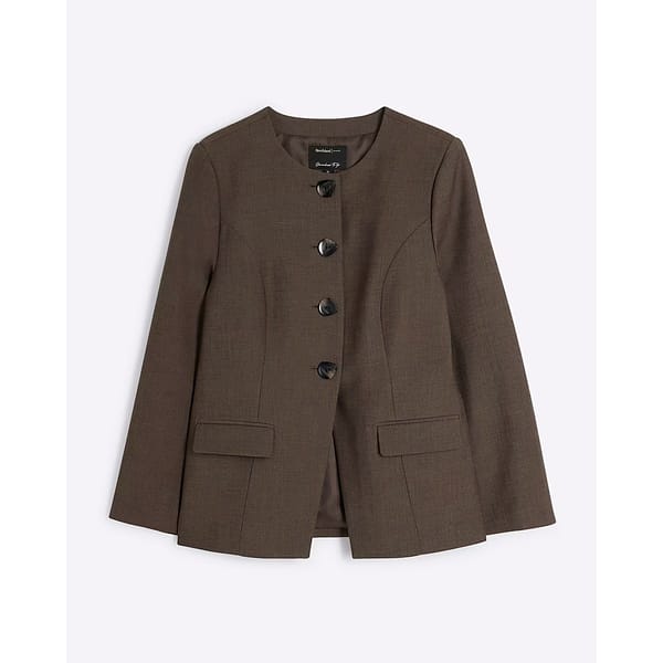RIVER ISLAND Brown Button Front Blazer