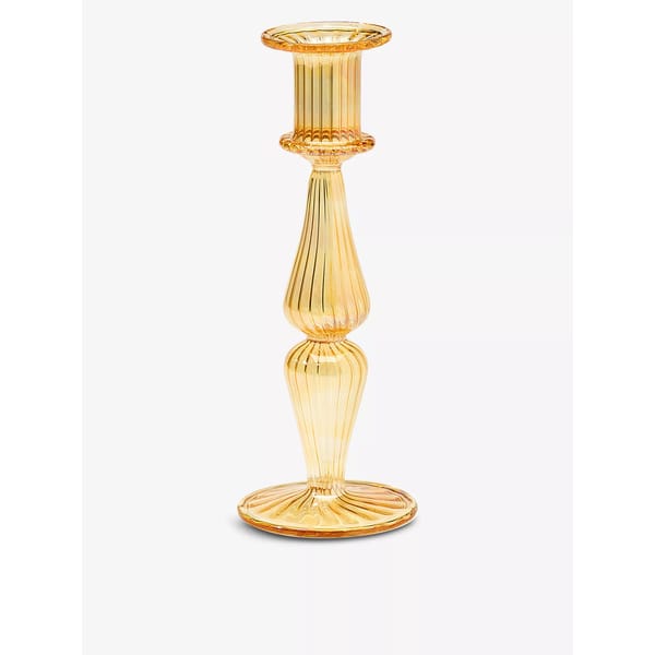 yellow glass candle holder