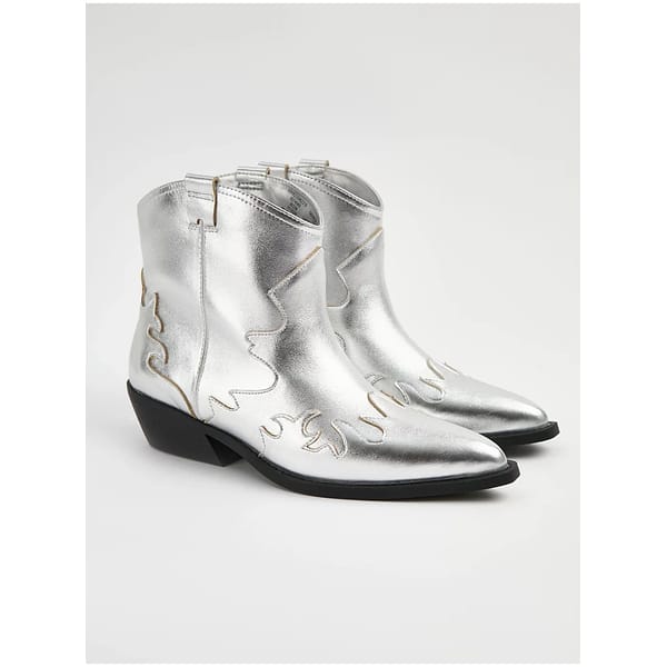 Silver Metallic Western Cowboy Boots