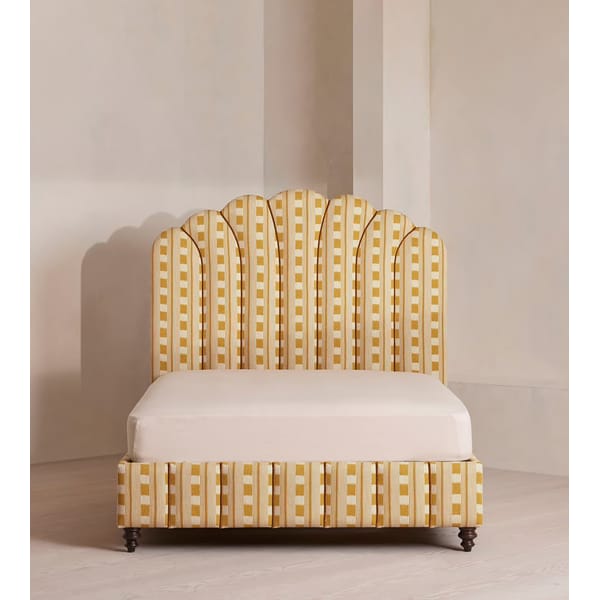 SOHO HOME Manette Bed, Woven Dotted Stripe, Ochre