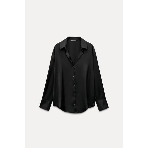 black ZARA BASIC SATIN SHIRT