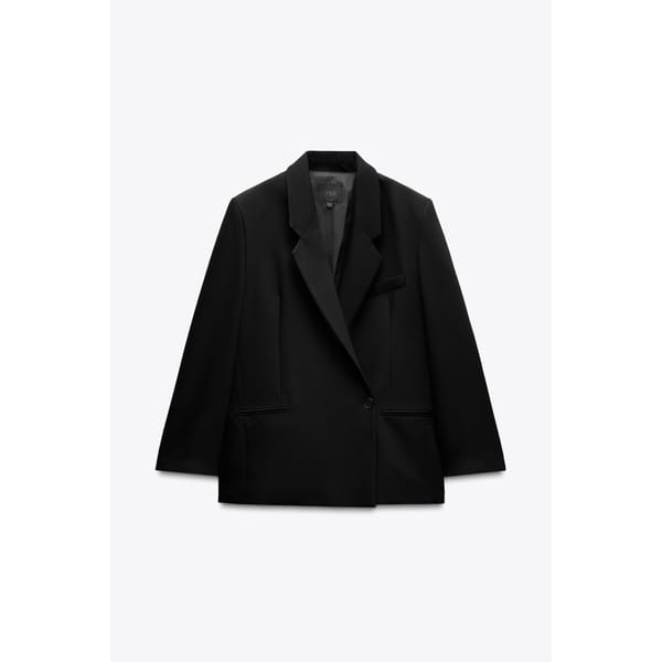 black ZARA OVERSIZED DOUBLE-BREASTED BLAZER