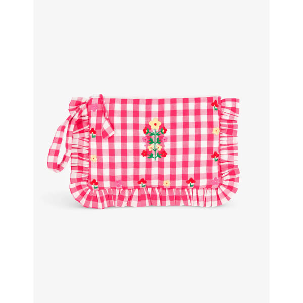 PINK CITY PRINTS Raspberry Ruffle Pouch