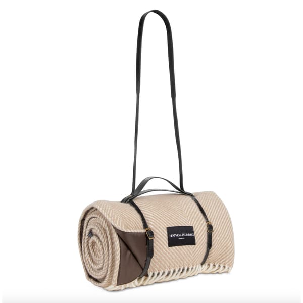 wool picnic blanket with strap