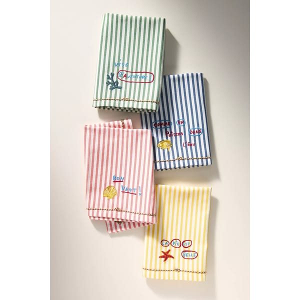 embroidered striped napkins