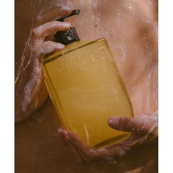 Mircea Cypress and Eucalyptus Body Wash bottle in shower