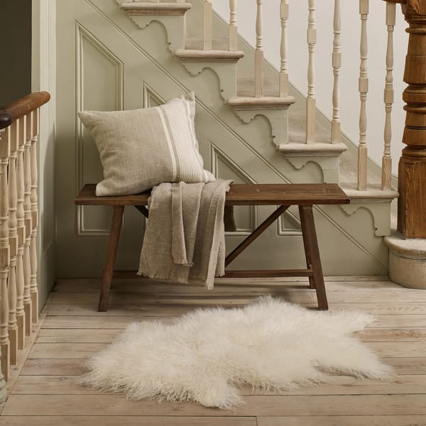 Tibetan Sheepskin Rug by console in hallway