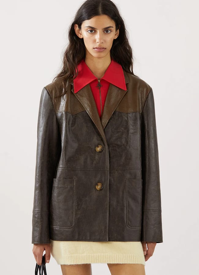 Andrea Jacket Faux Leather Distressed Brown