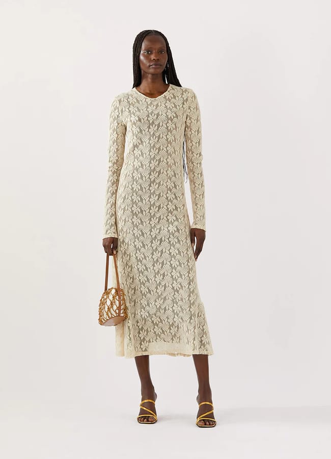 Micah Dress in Floral Lace Cream