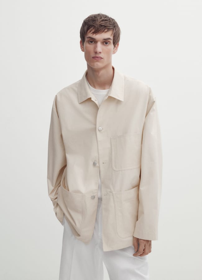 male model wearing 100% COTTON OVERSHIRT - STUDIO