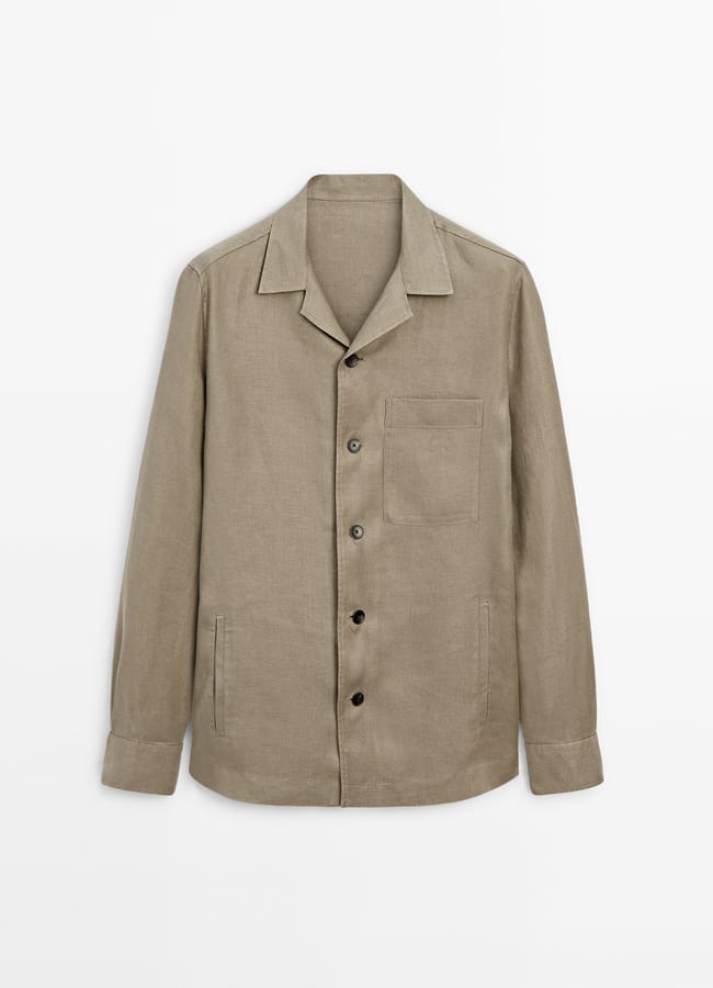 100% LINEN OVERSHIRT WITH POCKET DETAIL