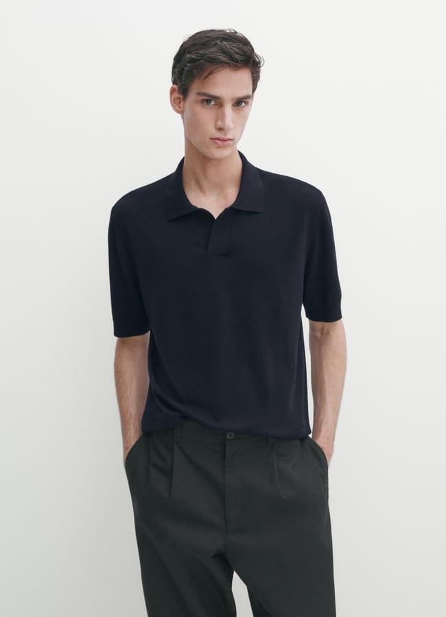 COTTON BLEND KNIT POLO SHIRT