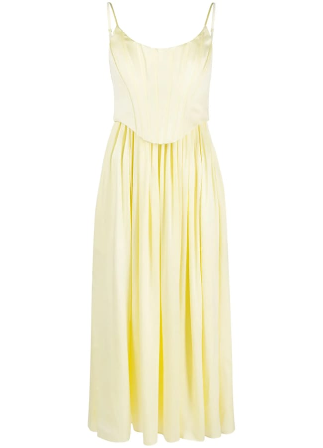 yellow silk corset dress