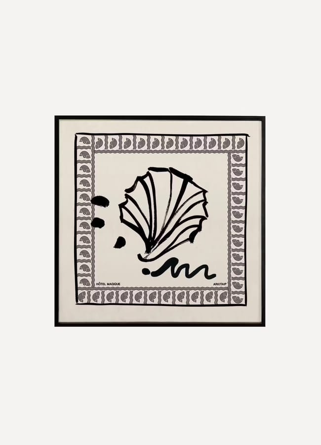 printed shell scarf in black and white