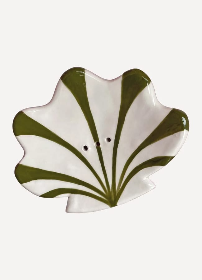 green and white stripe Classical Shell Soap Dish