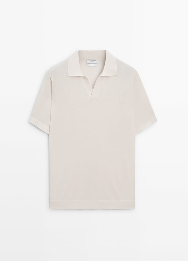 white KNIT SHORT SLEEVE POLO SHIRT - STUDIO