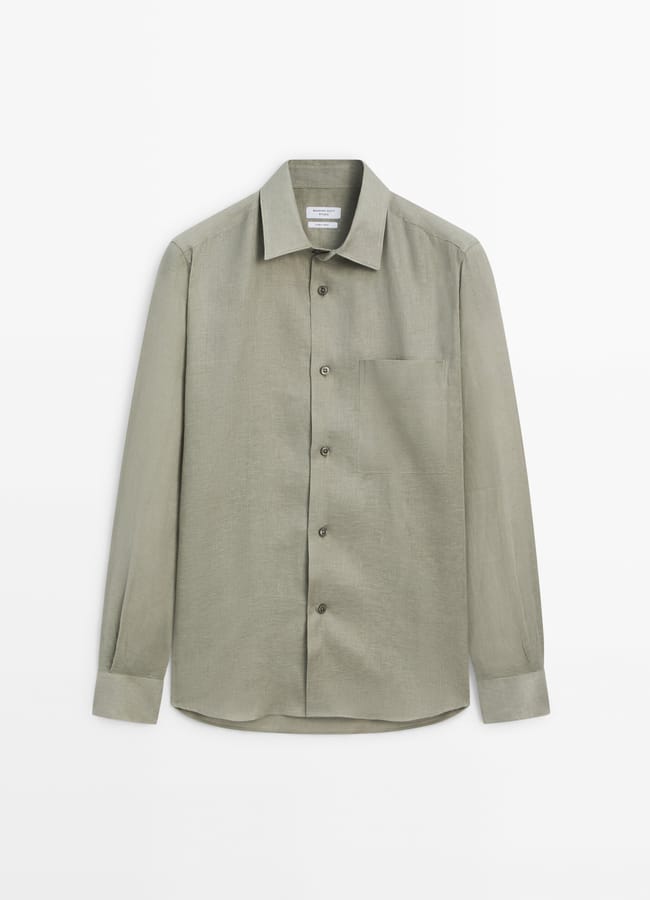 LINEN RELAXED FIT SHIRT - STUDIO in green