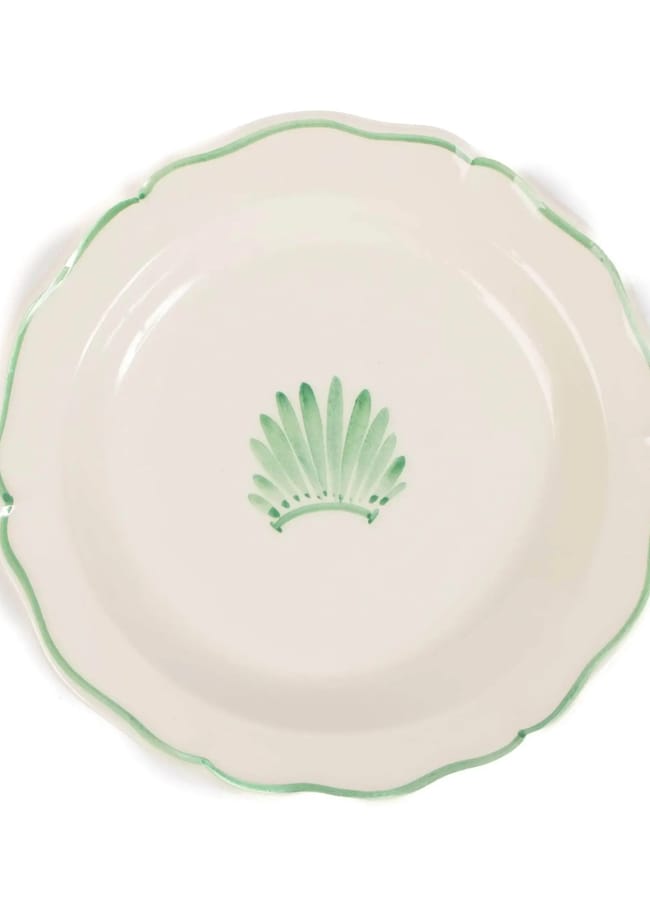 maison flaneur Shell Salad Plate in white and pale green