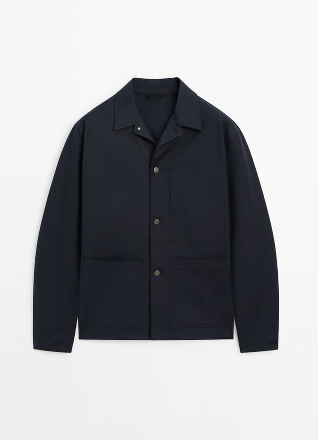 navy OVERSHIRT WITH POCKET DETAIL - STUDIO