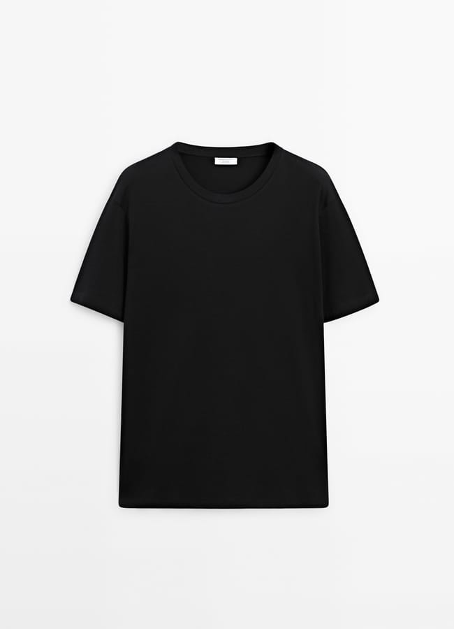 black RELAXED FIT SHORT SLEEVE COTTON T-SHIRT - STUDIO