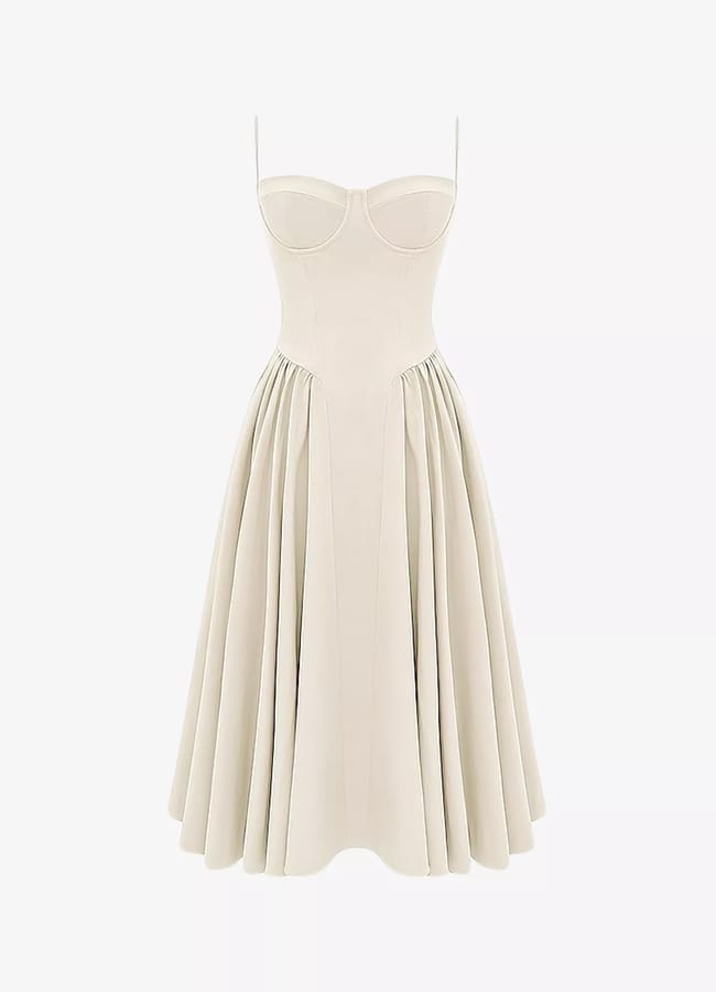 white corset midi dress