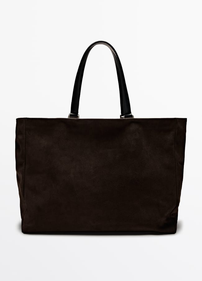 SPLIT LEATHER AND LEATHER BAG WITH STRAPS