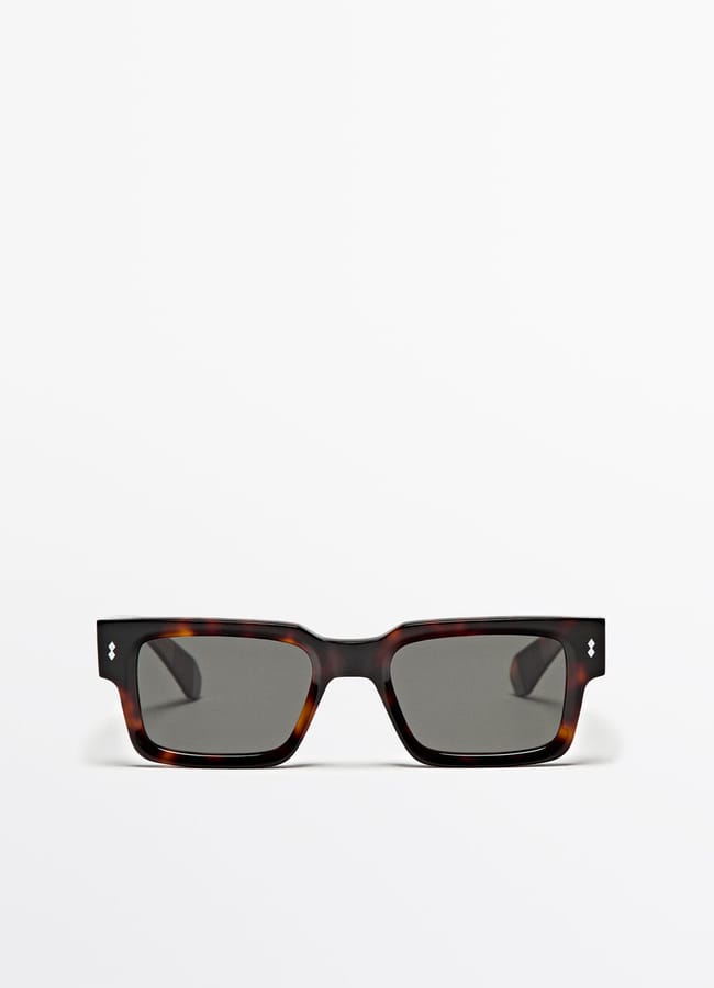 SQUARE TORTOISESHELL EFFECT SUNGLASSES