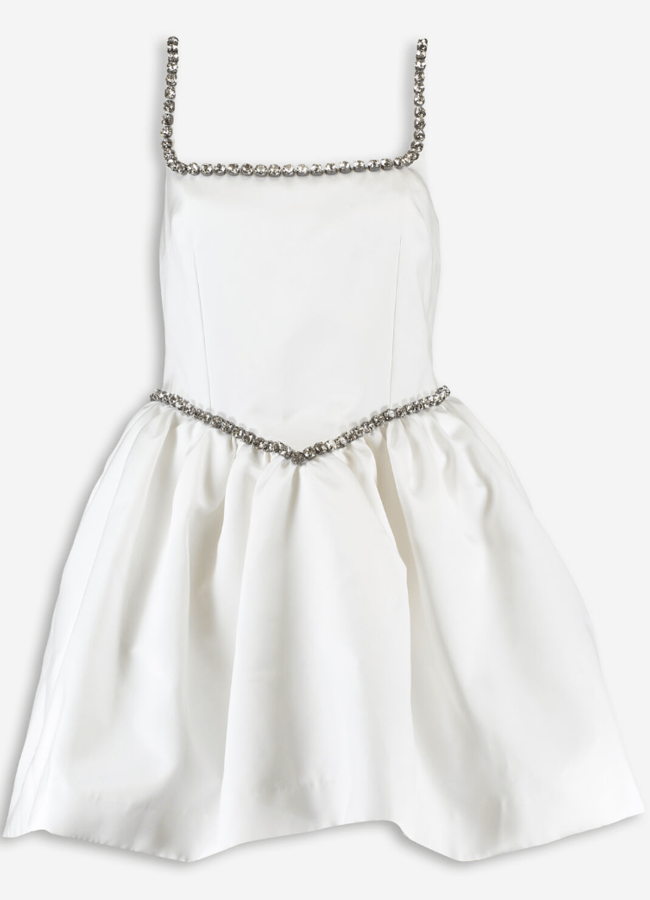 White Embellished Strap Cupcake Mini Dress