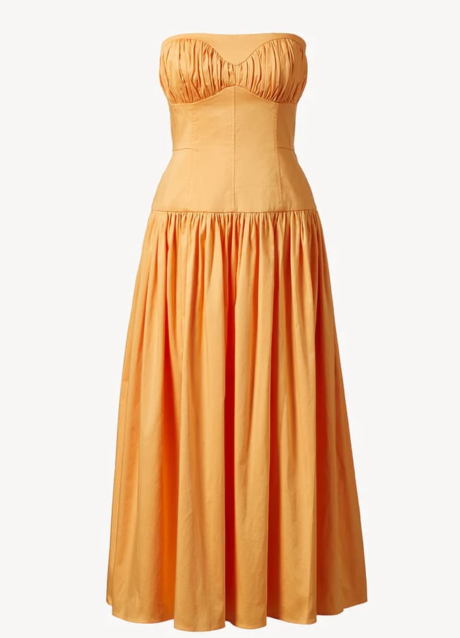 orange midi corset dress