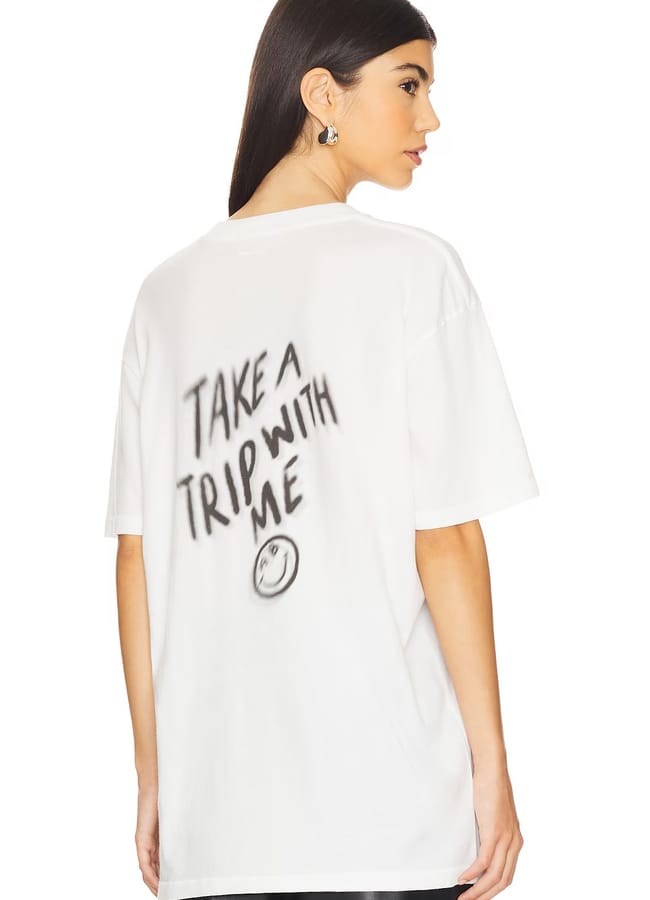 model from back wearing anine bing walker trip tee