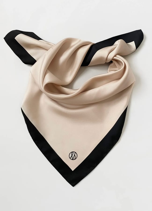 black and sand coloured scarf