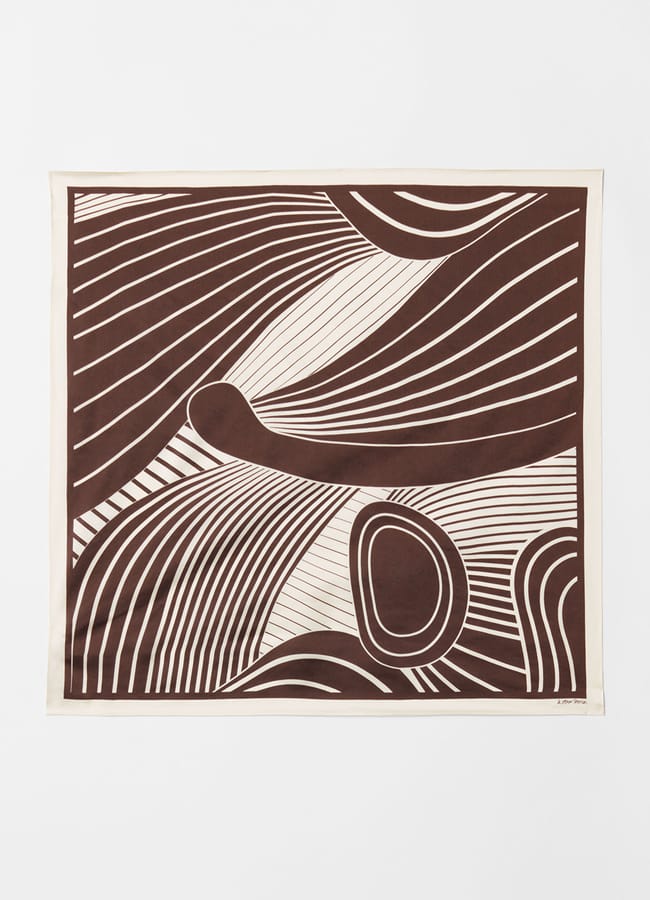 & OTHER STORIES Mulberry Silk Scarf in brown geometric print