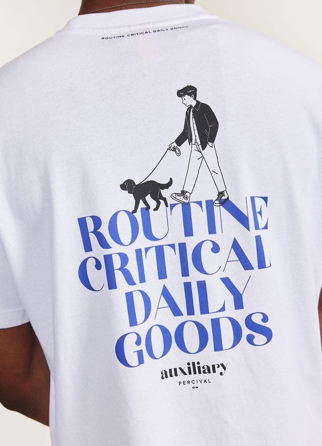 close up from back of PERCIVAL Bark and Stroll Oversized Auxiliary T Shirt