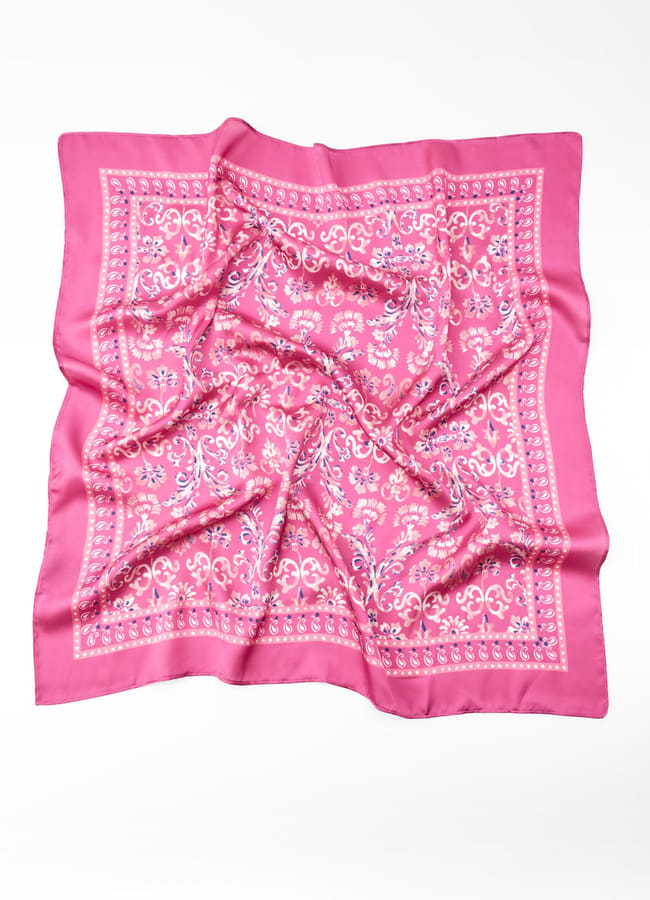 pink printed scarf