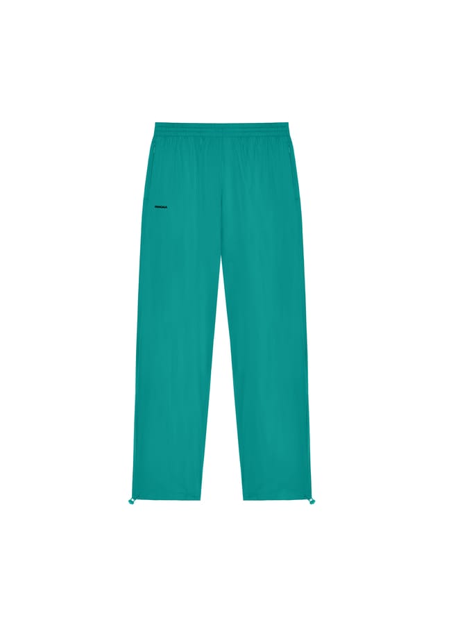 teal nylon track pants