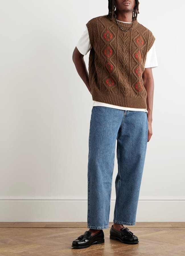 MR PORTER A KIND OF GUISE Intarsia Cable-Knit Merino Wool Sweater Vest £330