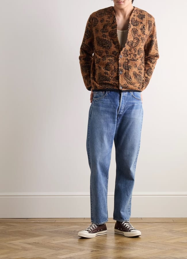 male model wearing 105 Straight-Leg Selvedge Jeans copy